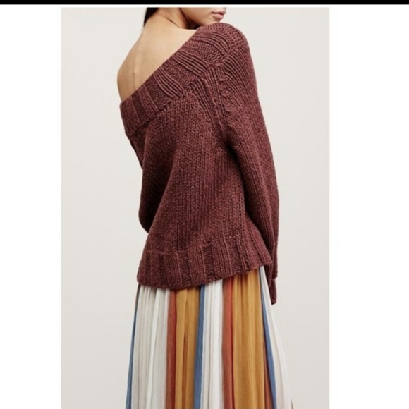 Free People S Beachy Off The Shoulder Sweater Ribbed Knit Pullover Boho Hippie - Picture 7 of 16